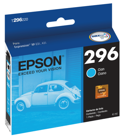 Cartucho de Tinta Epson 296 T296220 Ciano - CartuchoNet