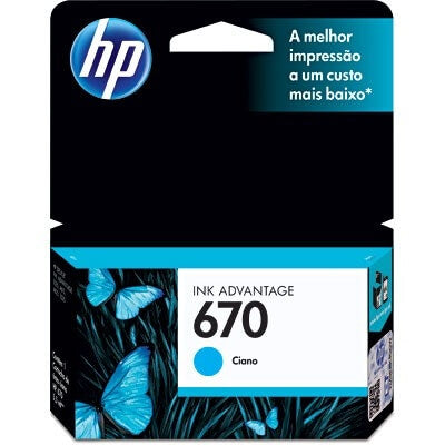 Cartucho de Tinta HP 670 Ciano CZ114AB - CartuchoNet