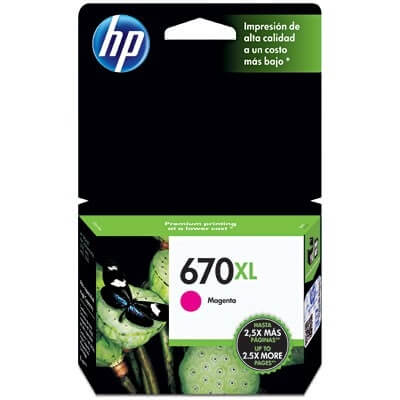 Cartucho de tinta HP 670XL Magenta CZ119AB Alto Rendimento - CartuchoNet