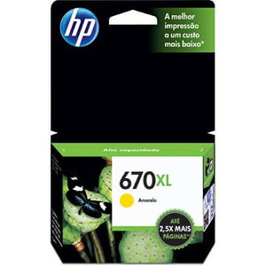 Cartucho de tinta HP 670XL Amarelo CZ120AB Alto Rendimento - CartuchoNet