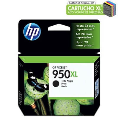 Cartucho de tinta HP 950XL Preto CN045AB Alto Rendimento