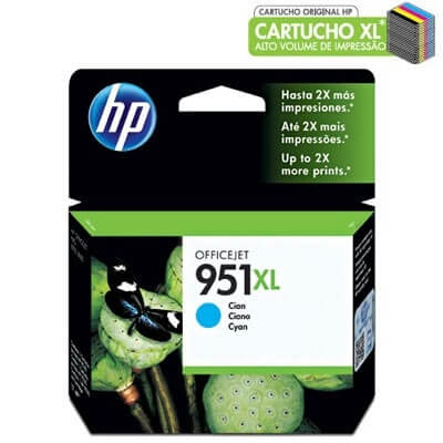 Cartucho de Tinta HP 951XL Ciano CN046AB Alto Rendimento - CartuchoNet