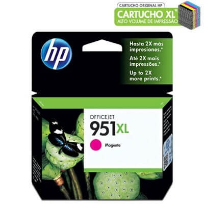 Cartucho de Tinta HP 951XL Magenta CN047AB Alto Rendimento - CartuchoNet