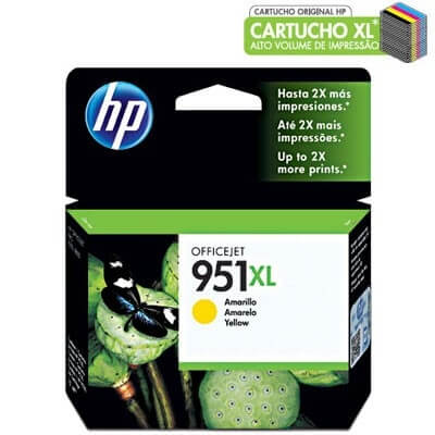 Cartucho de Tinta HP 951XL Amarelo CN048AB Alto Rendimento - CartuchoNet