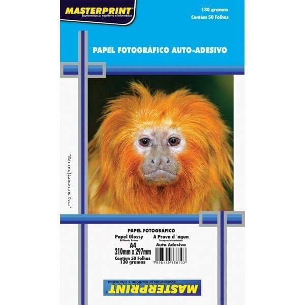 Papel Fotográfico Glossy Auto Adesivo A4 130G Master Print 50 Folhas