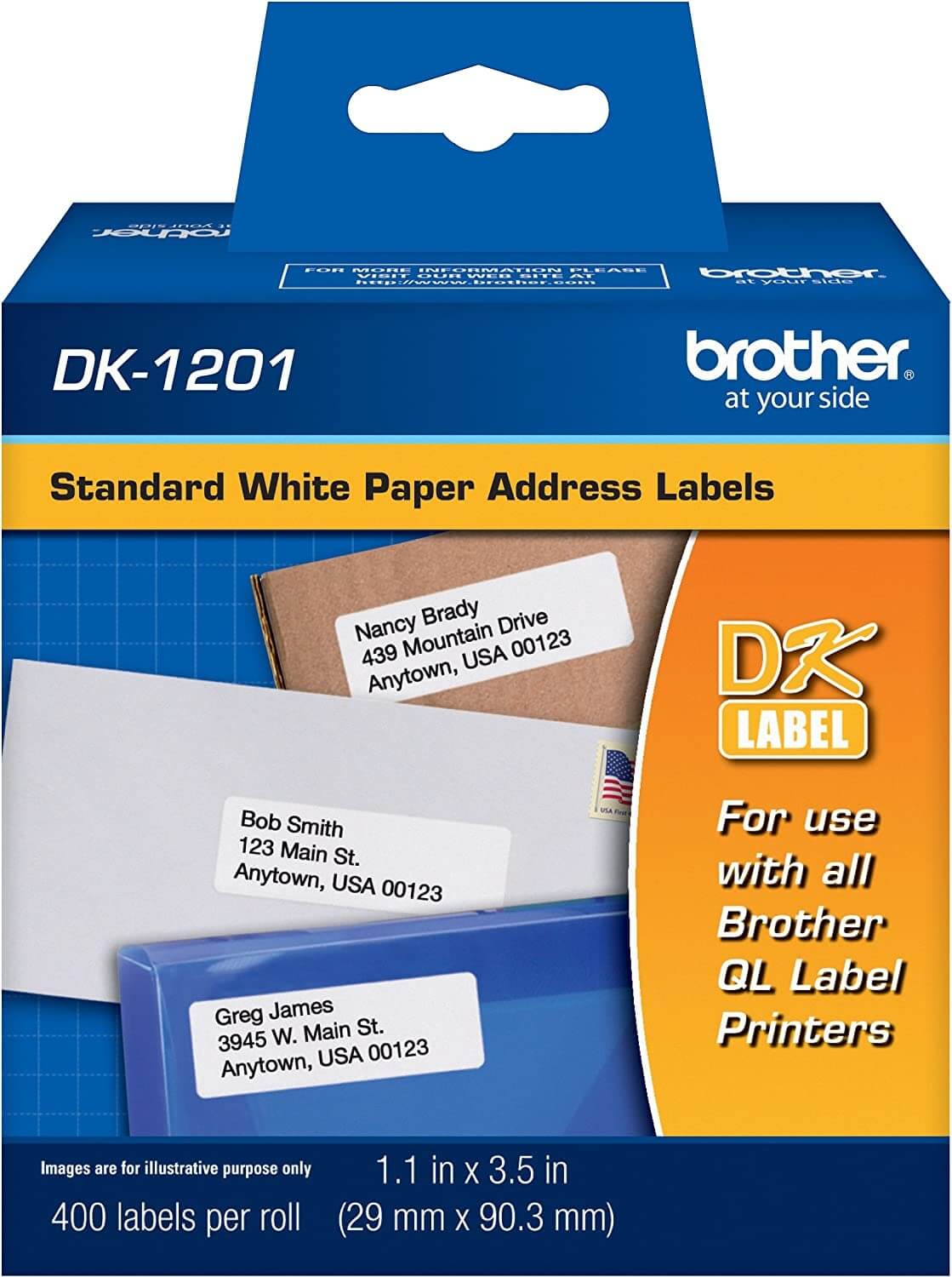 Etiqueta Brother 29mmx90mm DK-1201 Pré Cortada - CartuchoNet