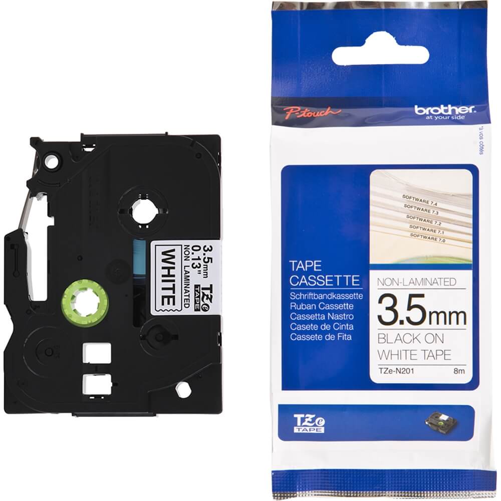 Fita Brother TZ-N201 3,5mm Preto/Branco