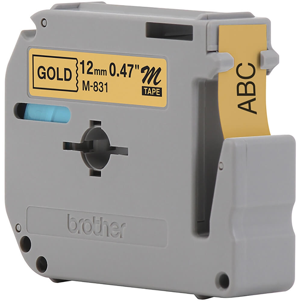 Fita Brother M-831 12mm Preto/Ouro - CartuchoNet