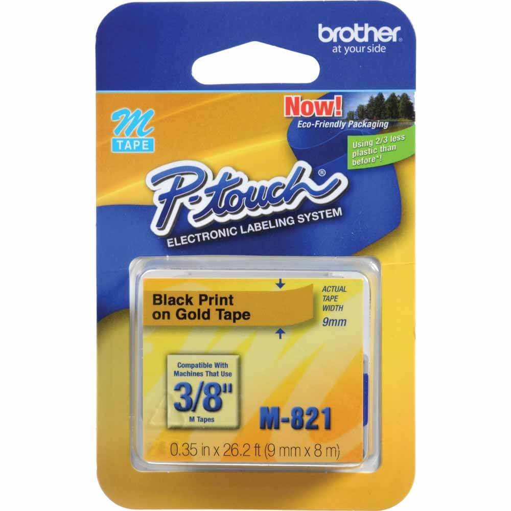 Fita Brother M-821 9mm Preto/Dourado - CartuchoNet