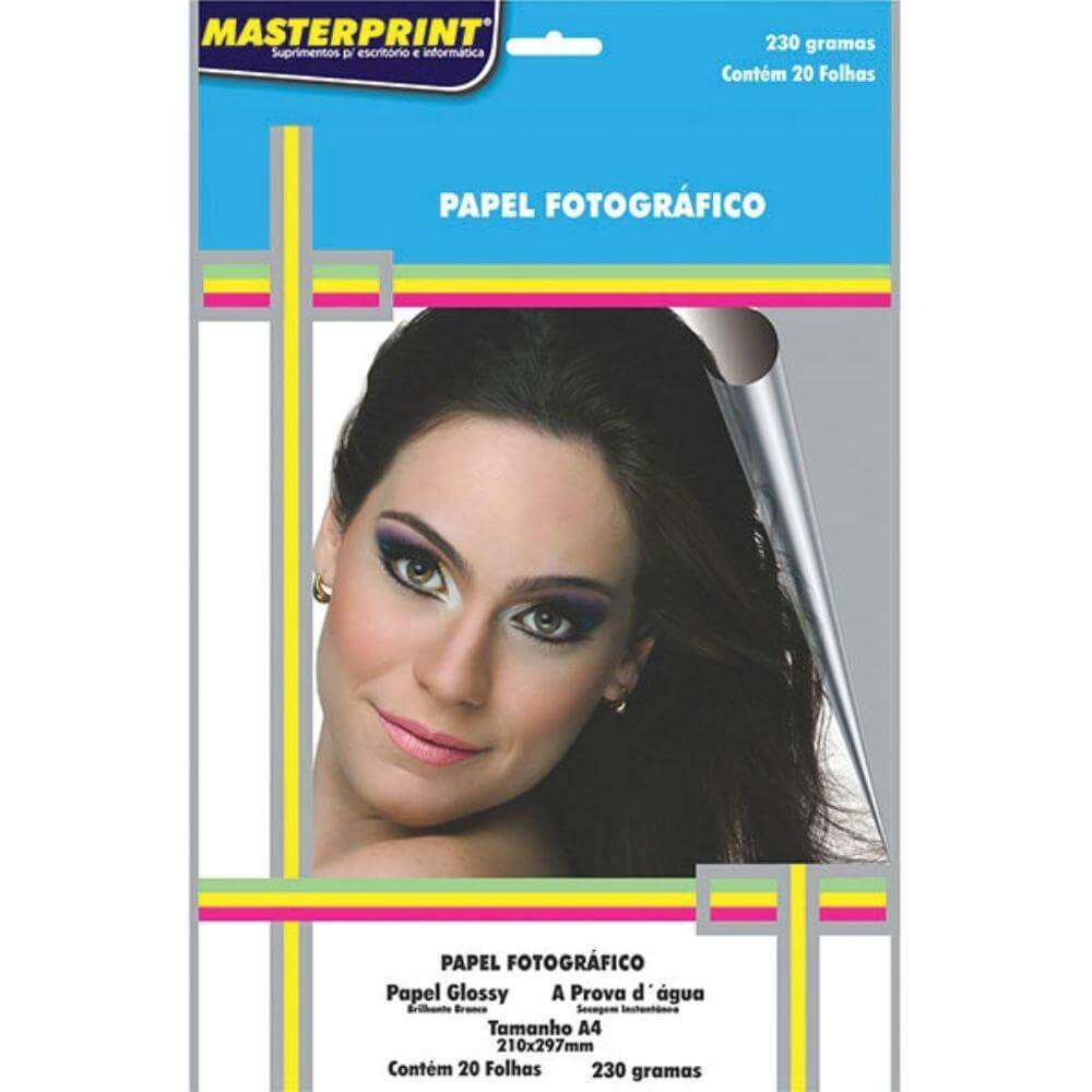 Papel Fotográfico Glossy A4 230G Master Print 20 Folhas - CartuchoNet