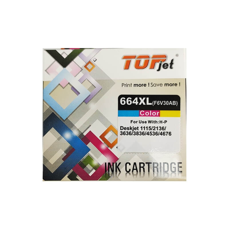 Cartucho de Tinta Compatível Top Jet 664XL Color p/ HP F6V30A F6V30AB