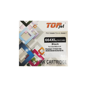 Cartucho de Tinta Compatível Top Jet 664XL Preto p/ HP F6V31A F6V31AB - CartuchoNet