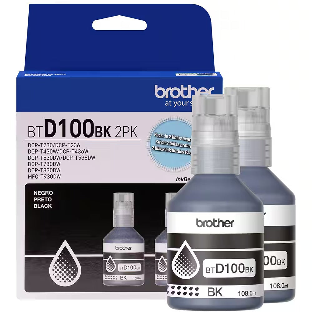 Pack 02 garrafas Refil de tinta Brother BTD60BK Preto