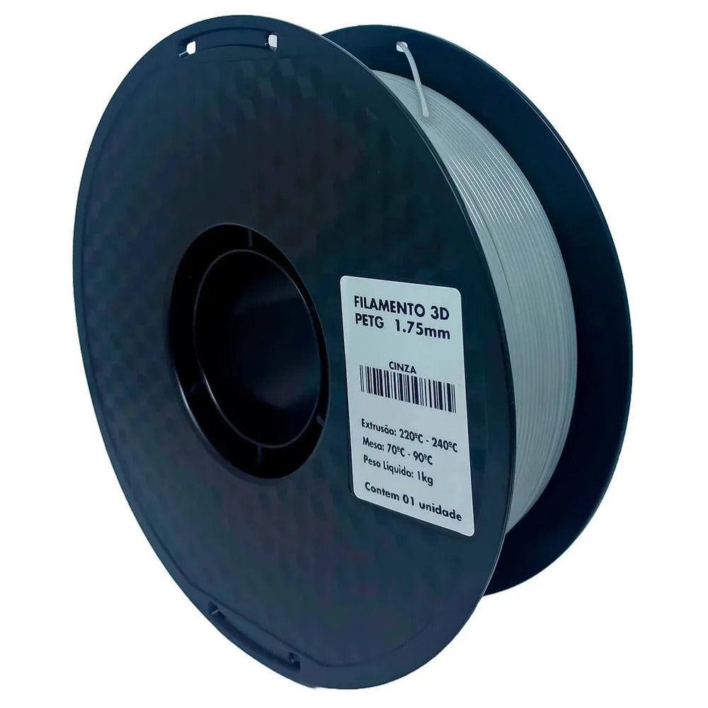 Filamento 3D PETG Cinza 1.75mm 1kg - DER 4v
