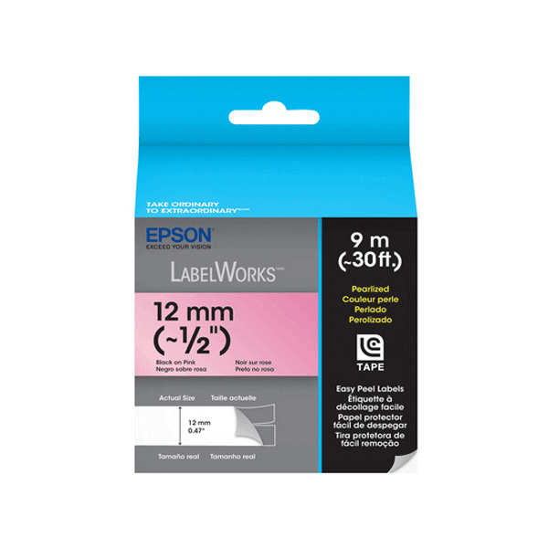 Fita Epson LC-4RBL9 12 mm Preto sobre Rosa
