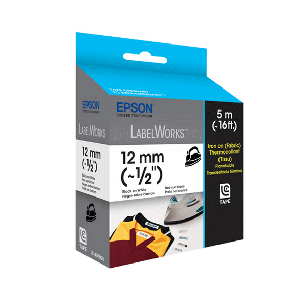 Fita Epson LC-4WBQ5 12 mm Preto sobre Branco p/ Tecido - CartuchoNet