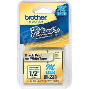 Fita para Rotulador Brother M-231 12mm Preto/Branco Original - CartuchoNet