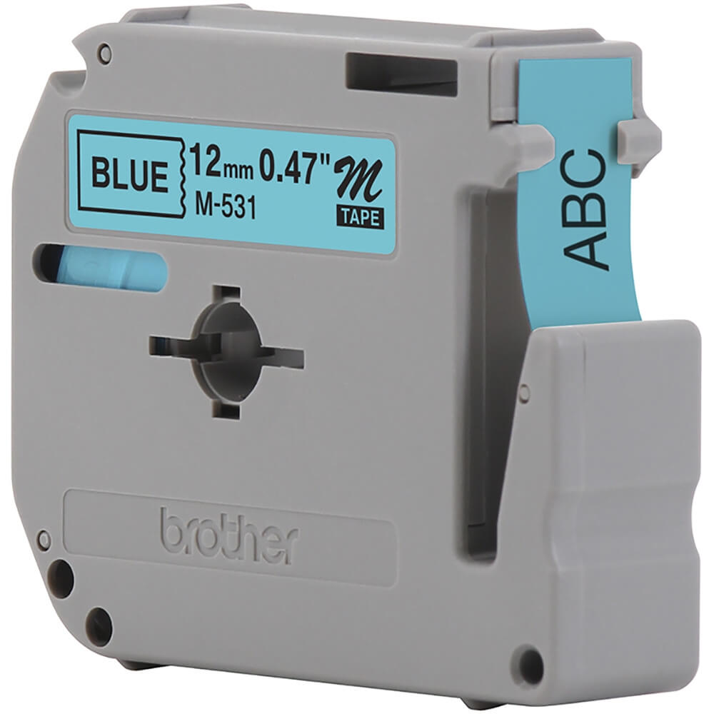 Fita Brother M-531 12mm Preto/Azul - CartuchoNet