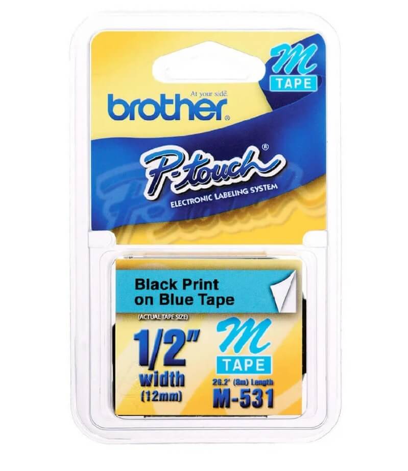 Fita Brother M-531 12mm Preto/Azul - CartuchoNet
