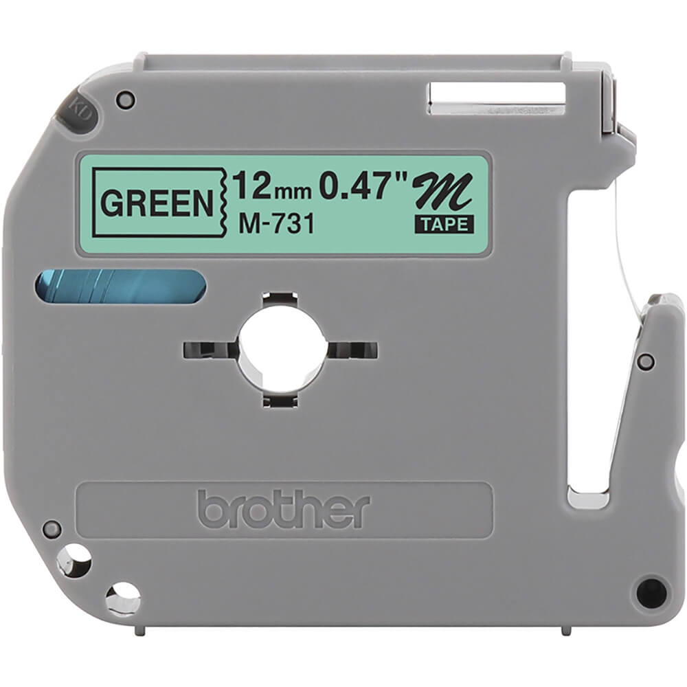 Fita Brother M-731 12mm Preto/Verde Original - CartuchoNet