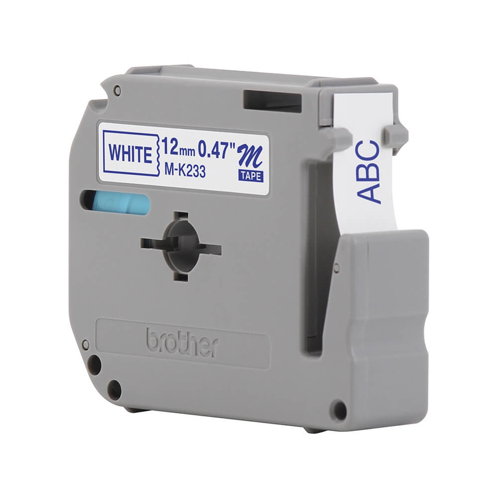 Fita Brother MK-233 12mm Azul sobre Branco 