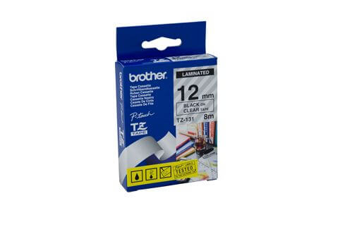 Fita Brother TZE-131 12mm Preto/Transparente - CartuchoNet