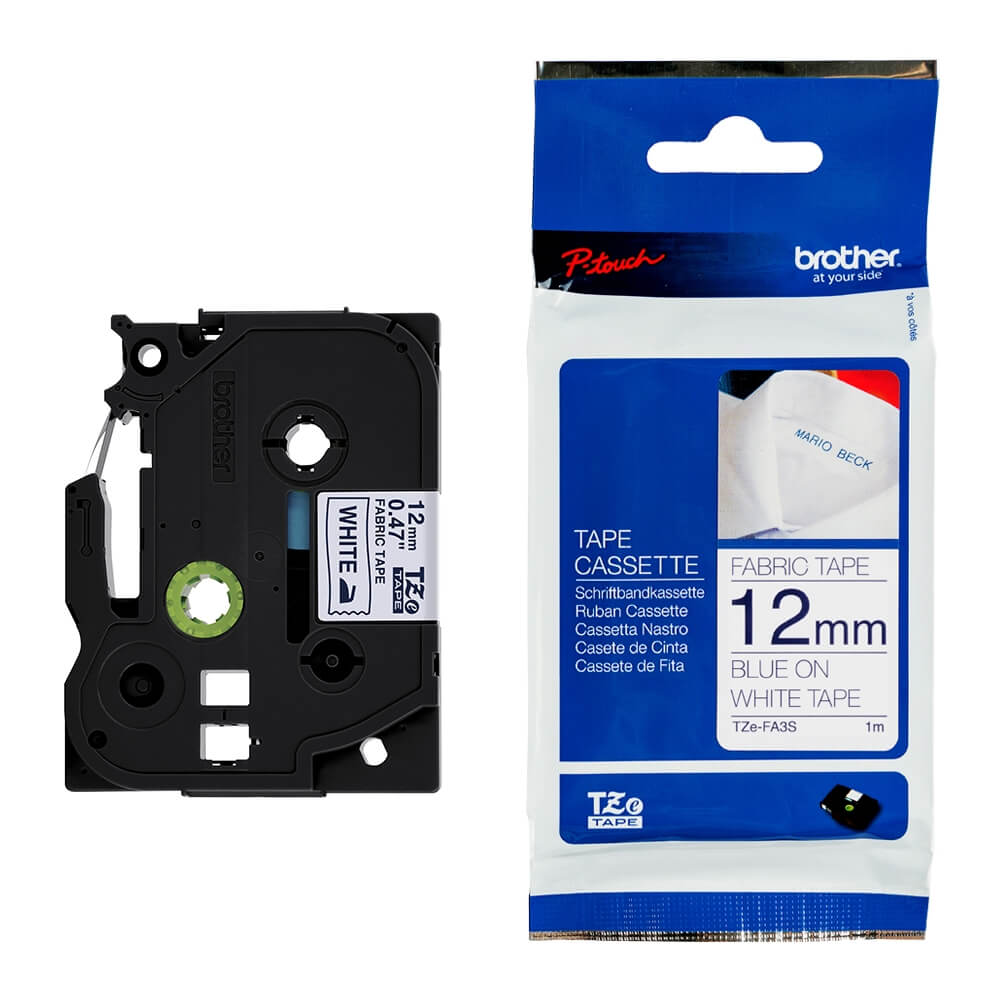 Fita Brother TZ-FA3 12mm Azul/Branco - CartuchoNet