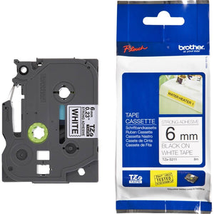 Fita Brother TZE-S211 6mm Preto/Branco