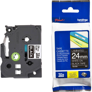 Fita Brother TZE-355 24mm Branco/Preto - CartuchoNet