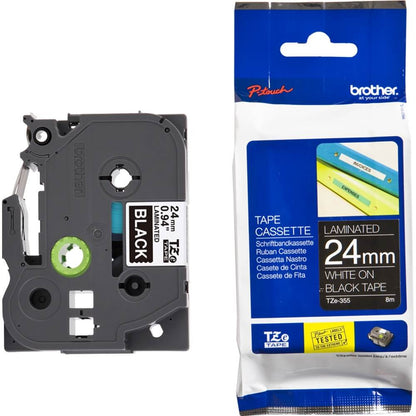 Fita Brother TZE-355 24mm Branco/Preto - CartuchoNet