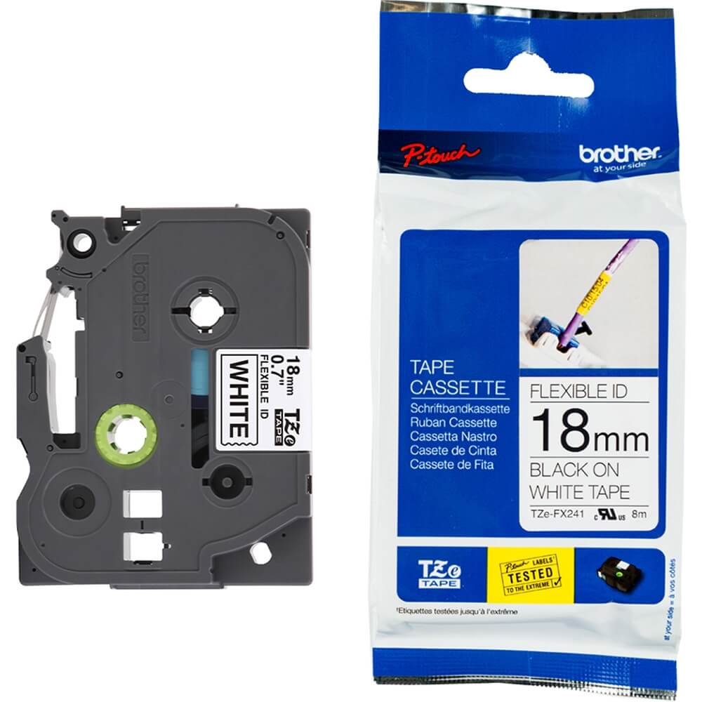 Fita Brother TZE-FX241 (TZ-FX241) 18mm Preto/Branco - CartuchoNet
