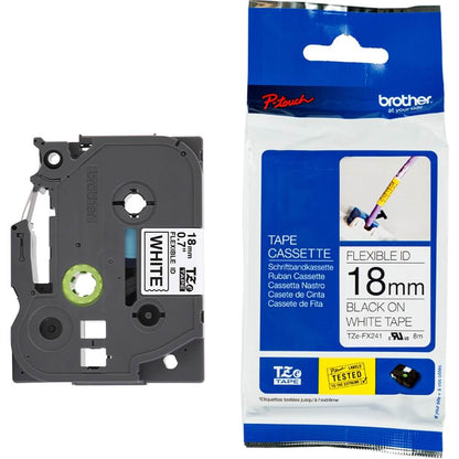 Fita Brother TZE-FX241 (TZ-FX241) 18mm Preto/Branco - CartuchoNet