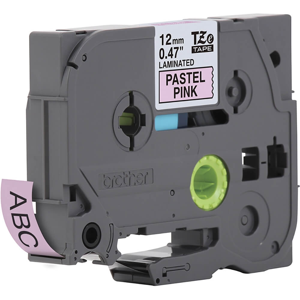 Fita Brother TZE-MQE31 12mm Preto sobre Rosa Pastel