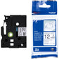 Fita Brother TZE-R231 12mm Preto sobre Cetim Branco