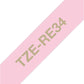 Fita Brother TZE-RE34 12mm Ouro sobre Cetim Rosa - CartuchoNet
