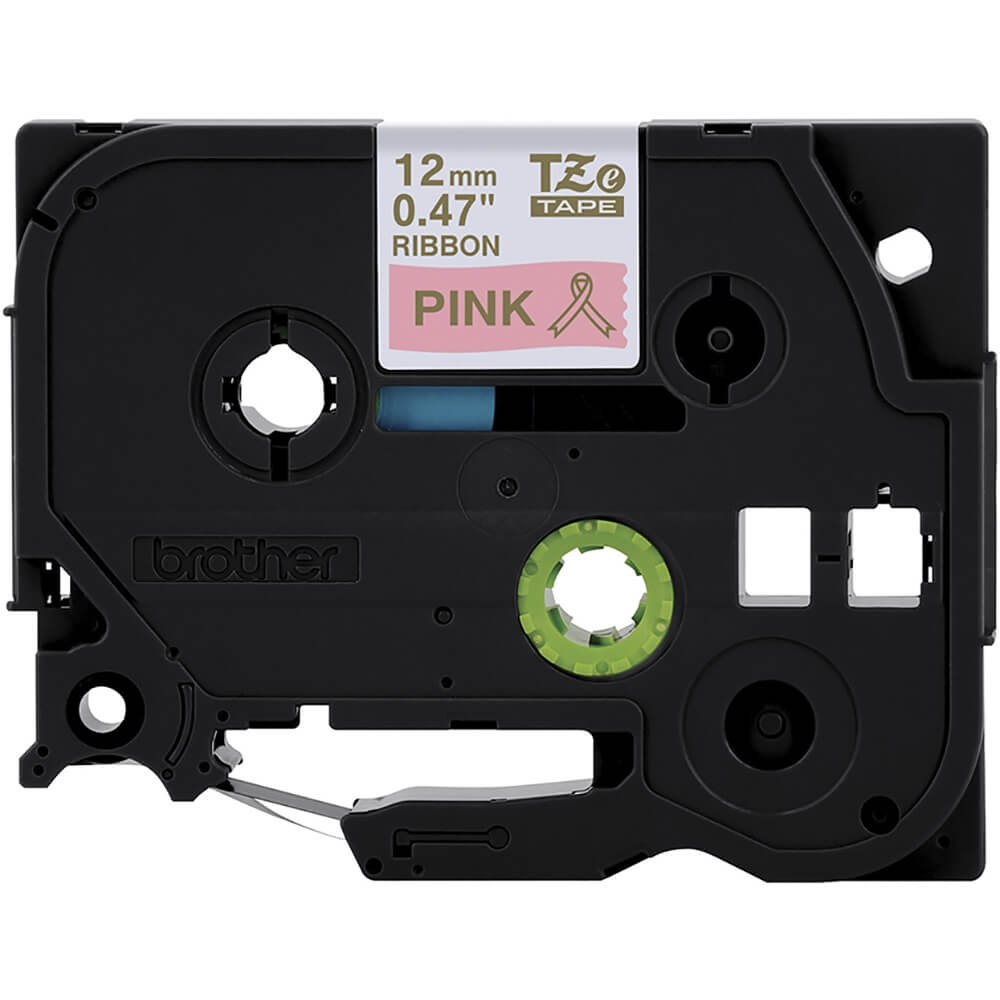 Fita Brother TZE-RE34 12mm Ouro sobre Cetim Rosa - CartuchoNet