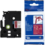 Fita Brother TZE-RW34 12mm Ouro sobre Cetim Vinho - CartuchoNet