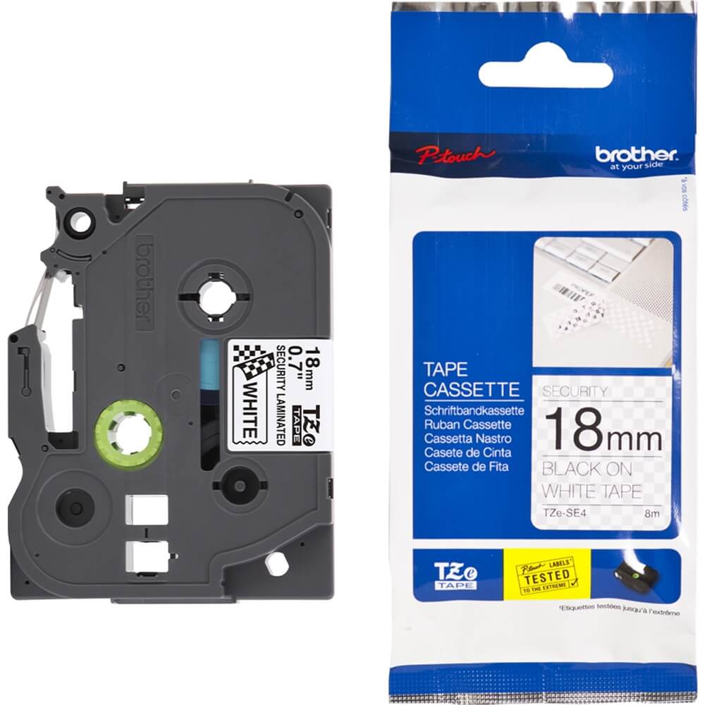 Fita Brother TZ-SE4 (TZe-SE4) 18mm Preto/Branco - CartuchoNet