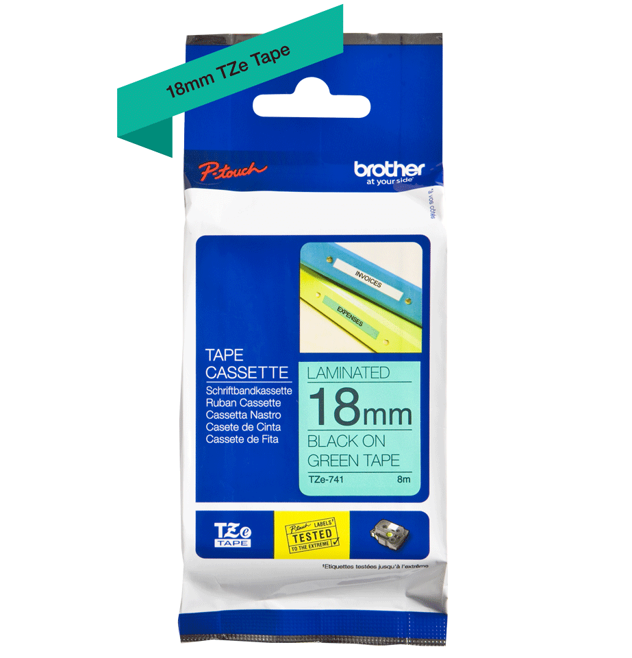 Fita Brother TZE-741 18mm Preto sobre Verde