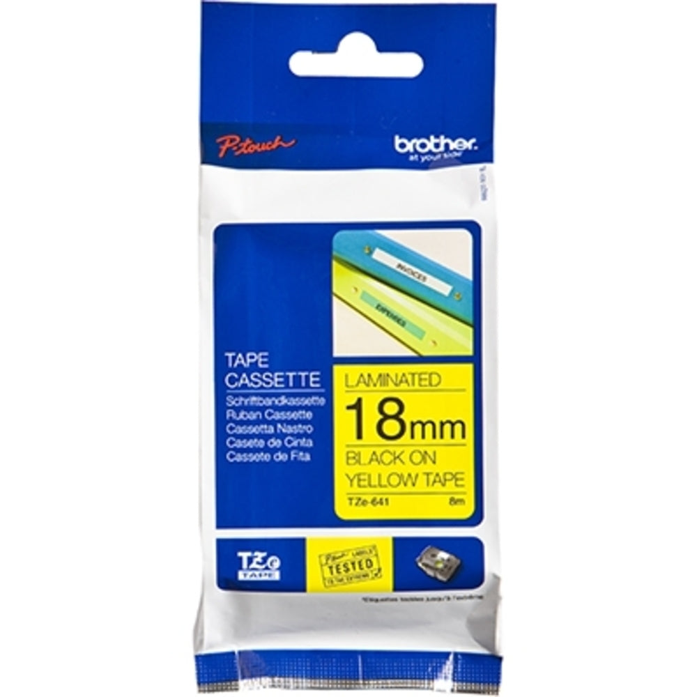 Fita Brother TZE-641 18mm Preto Amarelo