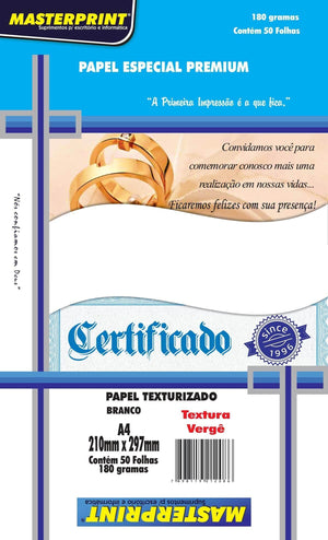 Papel Especial Verge A4 180G Master Print 50 Folhas - CartuchoNet